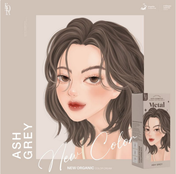 Kota Cosmetics Hair Color Cream Metal - Ash Grey - Image 3