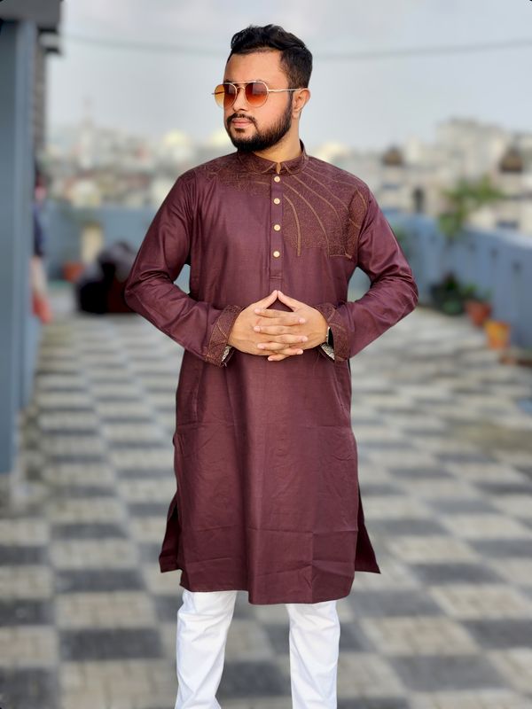 Elite Chest embroidered panjabi code 902(coffee color)