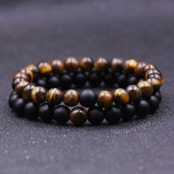 Tiger’s Eye and Black Onyx Couple Bracelet