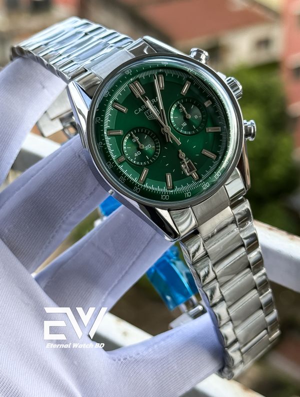 TAG SWEEP MOVEMENT GREEN DIAL SILVER BODY