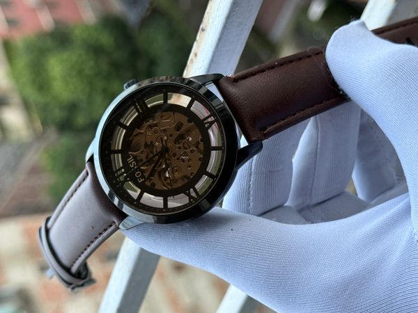 FOSSIL AUTOMATIC CHOCOLATE BELT BLACK DIAL BLACK CASE