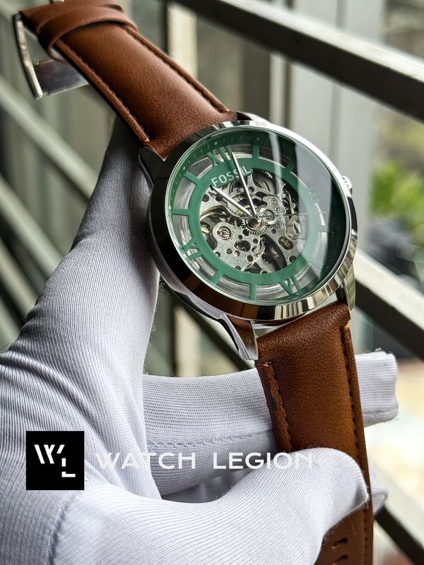 FOSSIL AUTO MUSTARD BELT GREEN DIAL