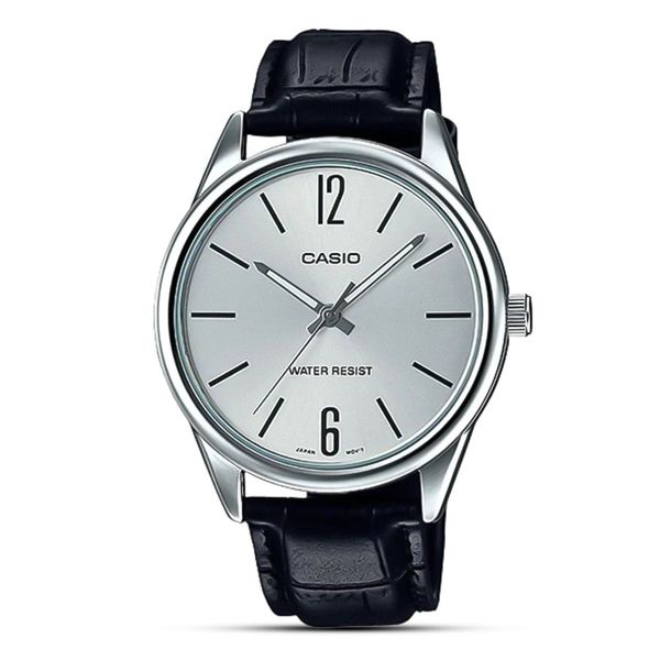 CASIO ENTICER SILVER DIAL LEATHER BELT MEN'S WATCH | MTP-V005L-7BUDF