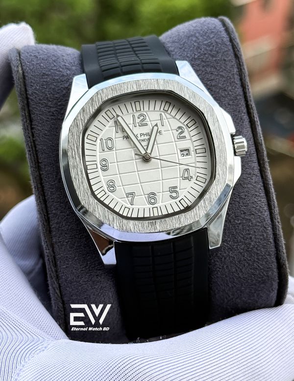 PATEK PHILLIPE AQUANAUT WHITE DIAL SILVER CASE