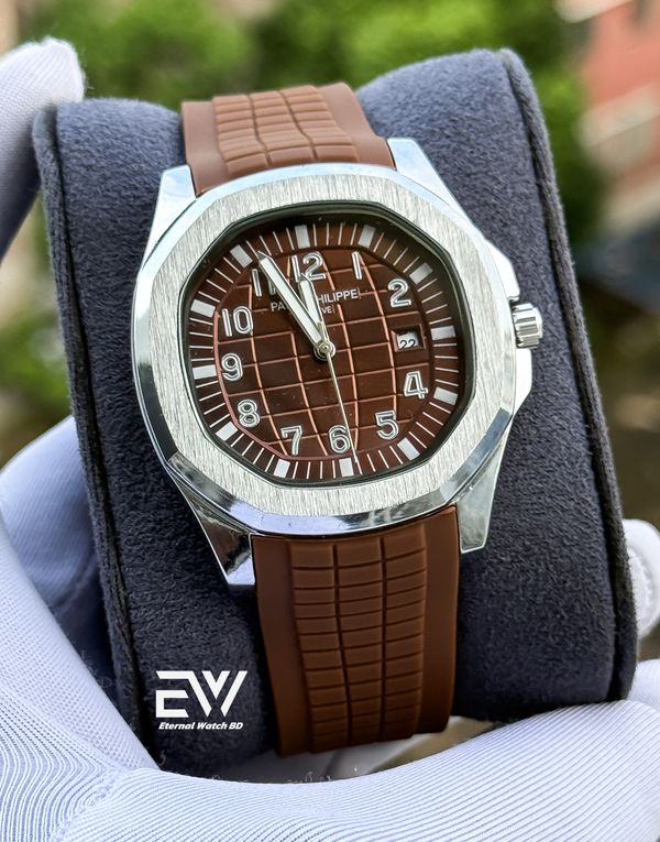 PATEK PHILLIPE AQUANAUT BROWN DIAL SILVER CASE