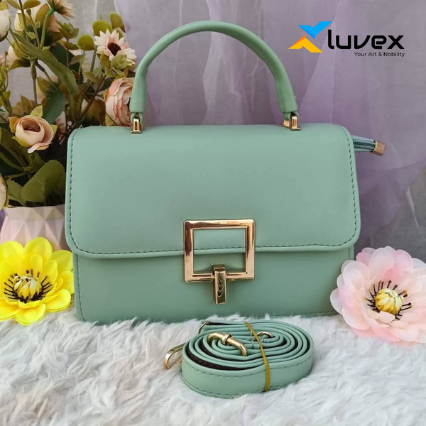 Premium Ladies Bag Square Lock- Green