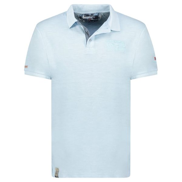 Polo embroidered with flags and short sleeves Blue