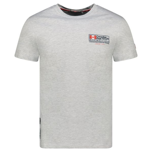 Homme - T-Shirt Col Rond avec Drapeau sur la Poitrine Gris Clair