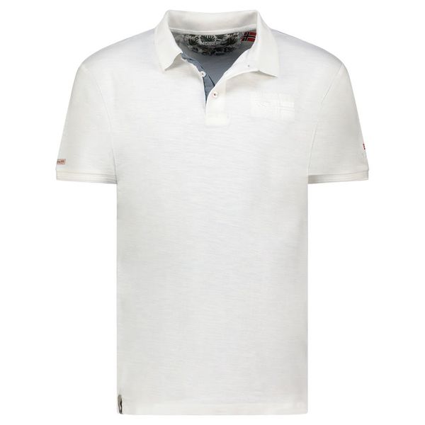 Embroidered polo shirt with flags and white short sleeves
