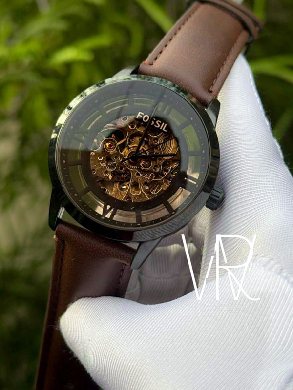 FOSSIL AUTO BROWN BELT BROWN GLASS