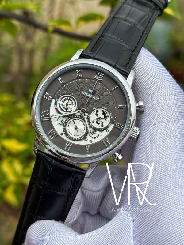 HILFIGER BLACK BELT GREY DIAL