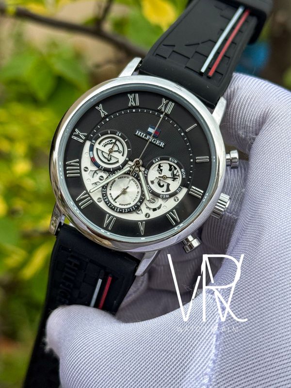 HILFIGER BLACK BELT BLACK DIAL