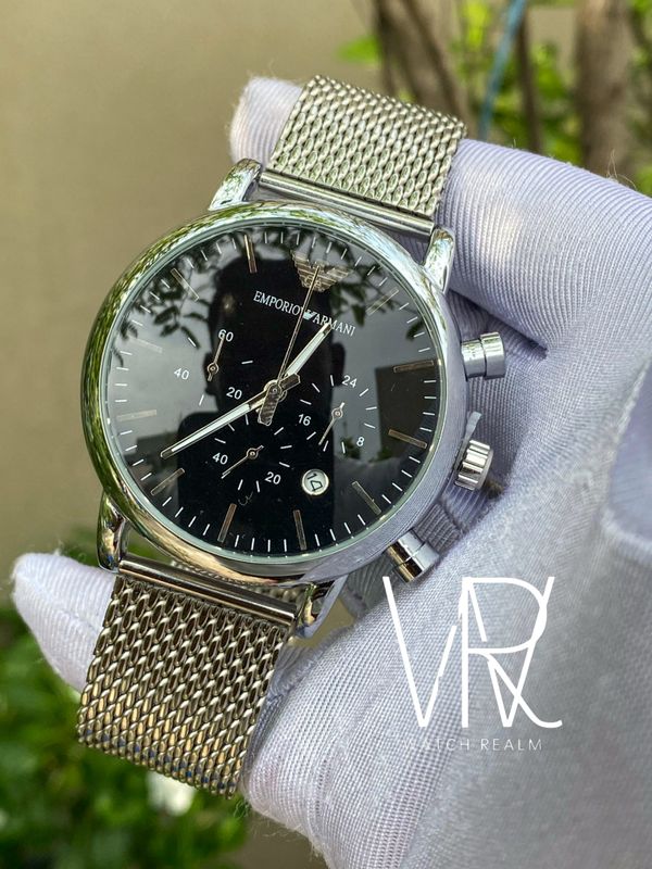 ARMANI MESH CHAIN GLOSSY BLACK DIAL