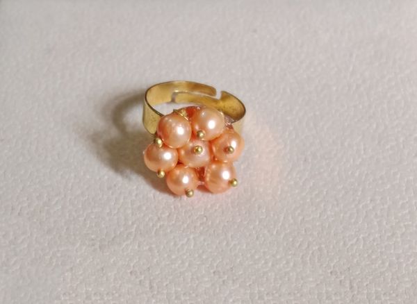Orange Pearl Adjustable Finger Ring