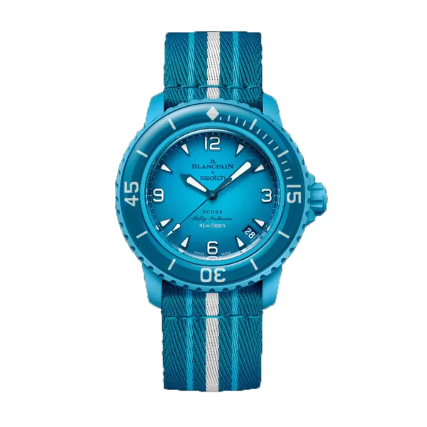 Blancpain x Swatch Fifty Fathoms “Blue Lagoon Sistem51” Men’s Watch- S035L400