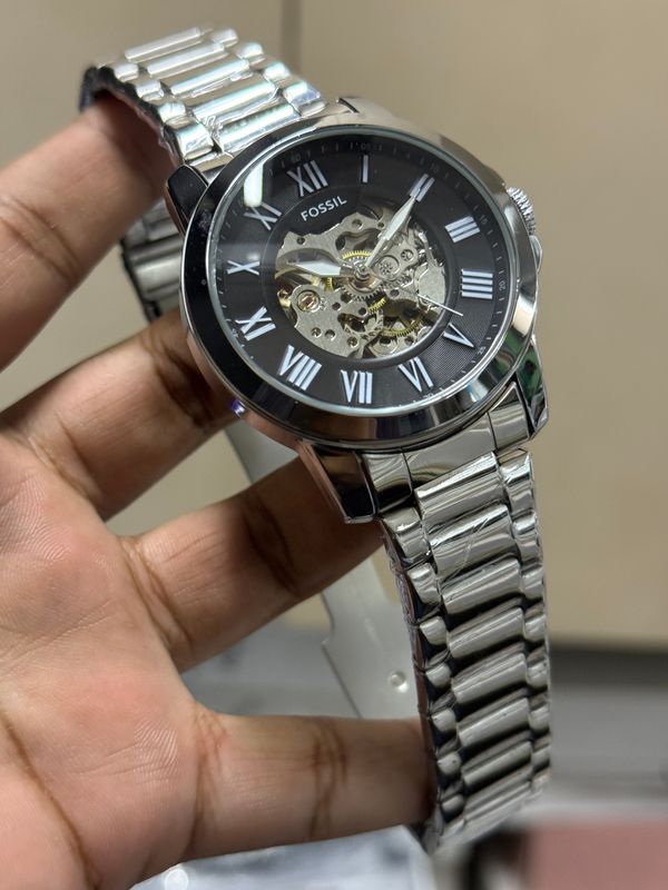 FOSSIL AUTO BLACK DIAL CLIP LOCK