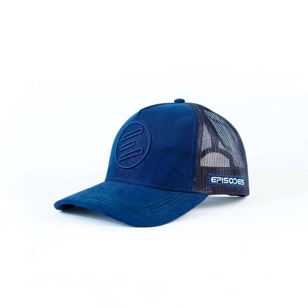 Iconic Navy Blue Suede Trucker Cap