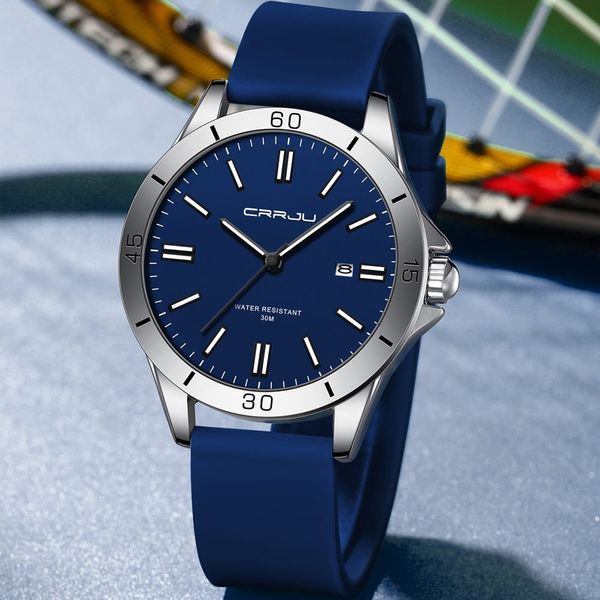 Fashionable CRRJU Luminous Silicone Strap Men's Watch