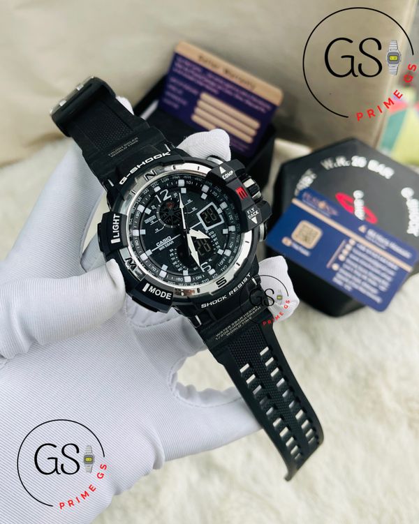 G-Shock Black Silver Dual Timer 44 mm AA Grade GShock Watch