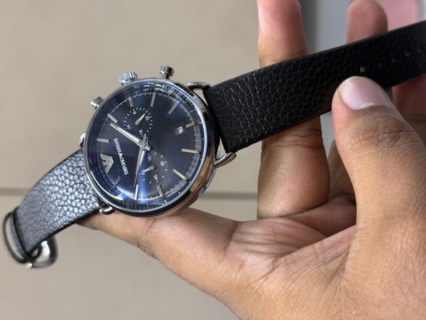 ARMANI OVAL GLASS SIMPLE BLACK DIAL BLACK BELT