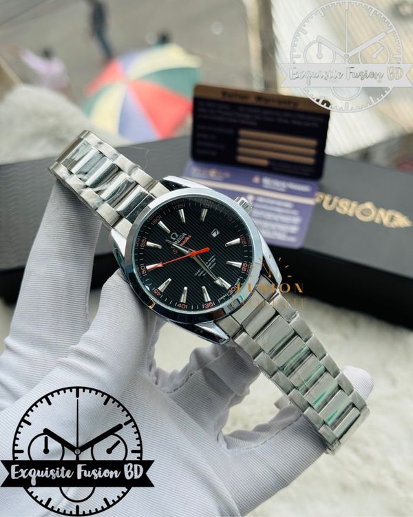 Omega Formal Black Orange Dial Swift Movement Watch (AA Grade)