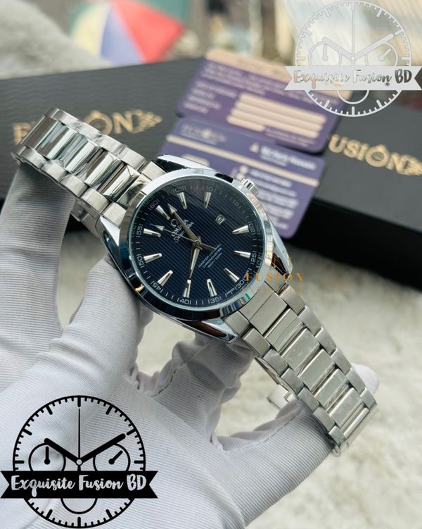 Omega Formal Silver Dark Blue Dial Swift Movement Watch (AA Grade)