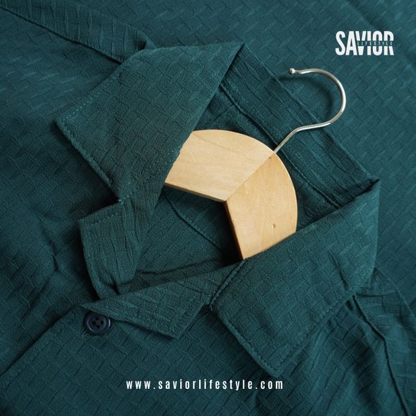 Ocean Green Color Drop Shoulder Cuban Summer Shirt