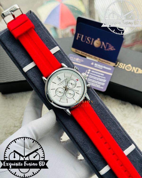 Tommy Hilfiger Red White Dial Chronograph Watch (AA Grade)