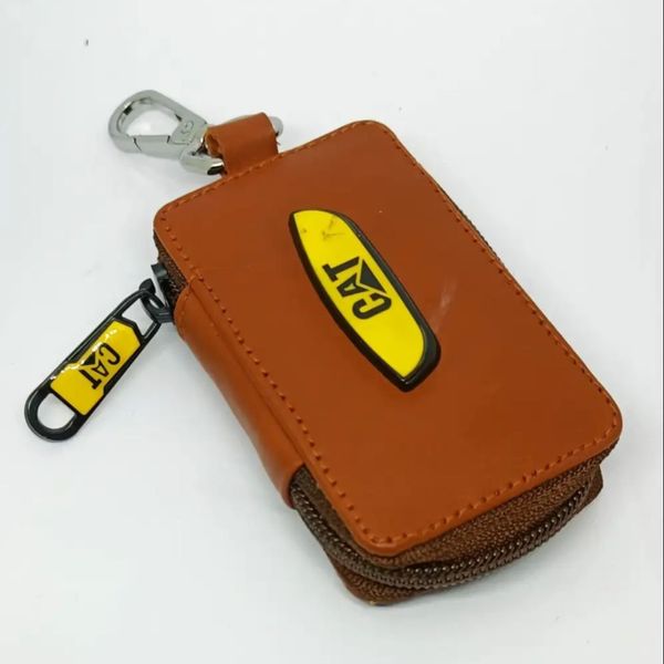 KroyShala 100% Leather Key Ring Wallet for Men – Zipper Keychain Pouch for Bikers, Car, Bike, Home, Office – Cat Style Design