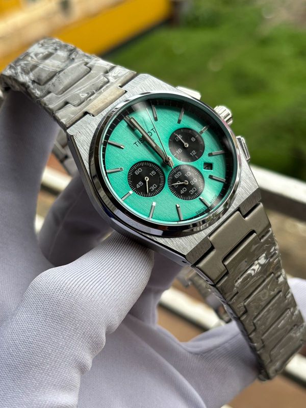Tissot Prx Chrono Chain Silver Tiffany Dial