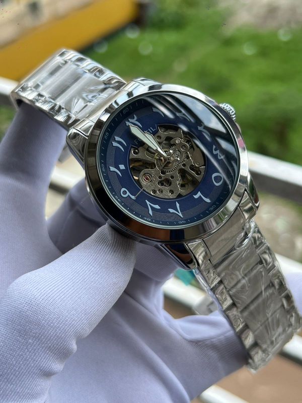 Fossil Auto Chain Silver Blue Dial Arabic