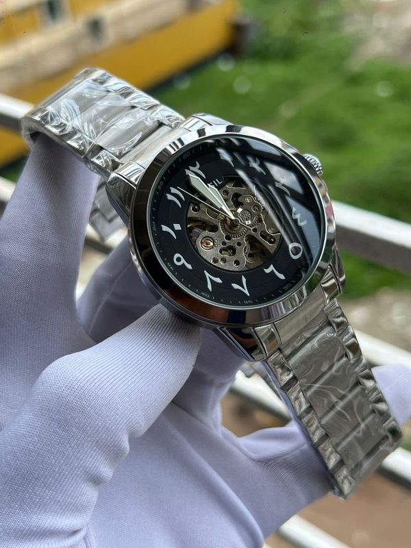 Fossil Auto Chain Silver Black Dial Arabic