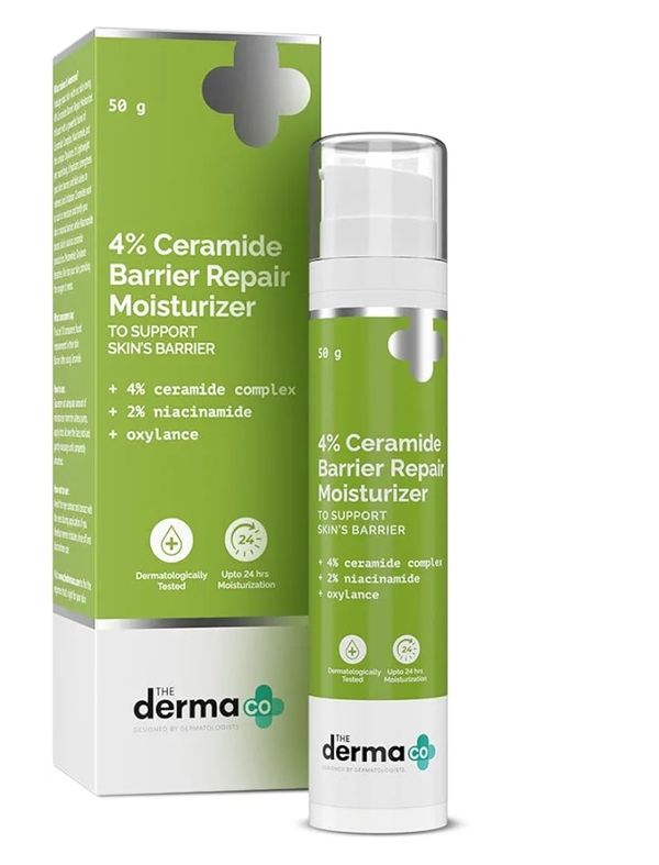 The Derma Co 4% Ceramide Barrier Repair Moisturizer | Niacinamide & Oxylance I Repairs & Strengthens Skin I Improves Skin texture I Lightweight Cream I 24 Hrs Moisturization | For All Skin Type - 50gm