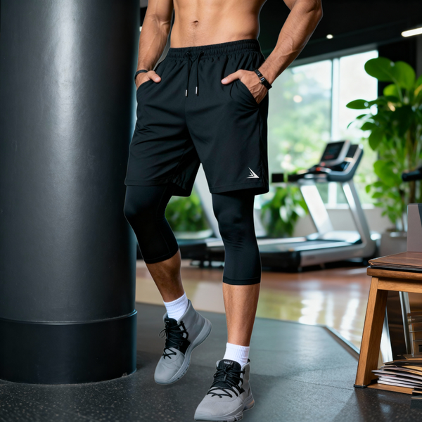 2in1 3/4 Compression Leggings + Shorts (Attached)