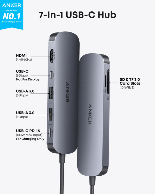 Anker USB-C 7 in 1 Multi-Port USB Adapter (A83D2)