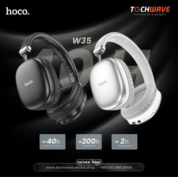 Hoco W35 40h Extra Bass Noise Cancellation 40H Battery Life