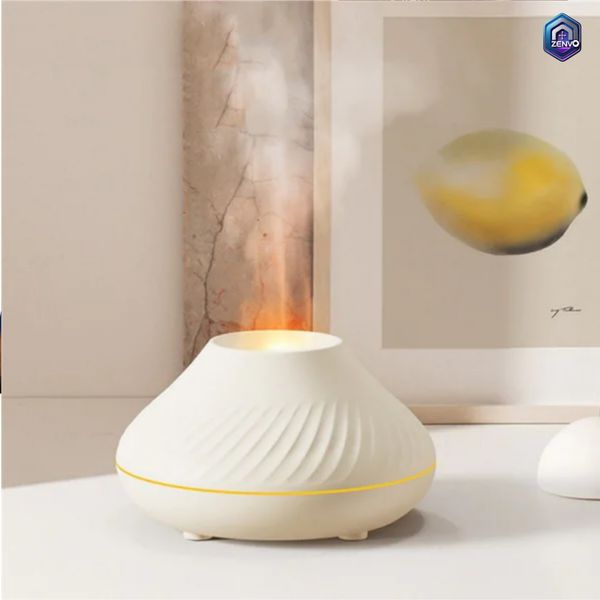 GearUP DQ705 Volcanic Flame Mini Humidifier With Color Night Light- White