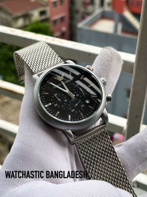 Armani Mesh Chain Matte Black Dial