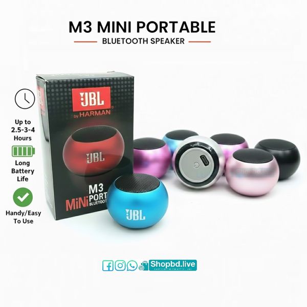 M3 Mini Metal Portable Wireless Bluetooth Speaker | HiFi Compact Audio with Multi-Color | Price in BD