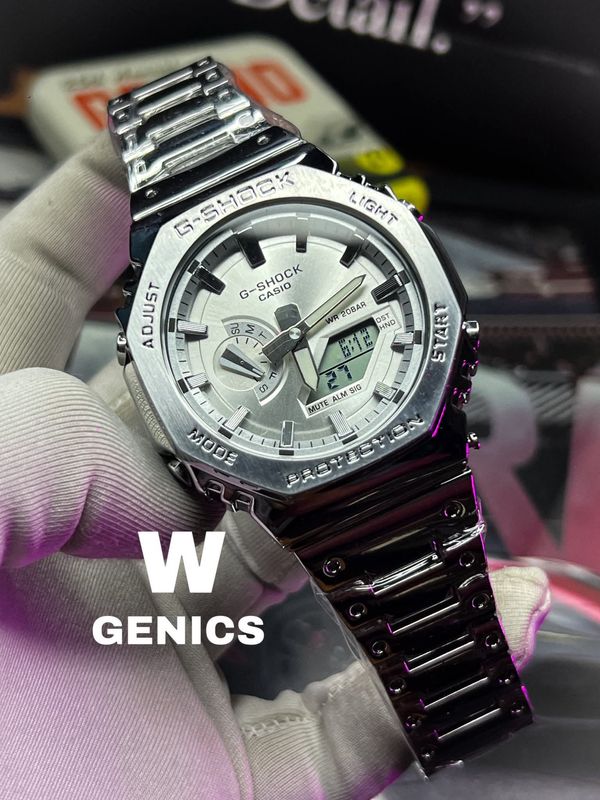 Gshock GA 2100 Chain Silver White Dial