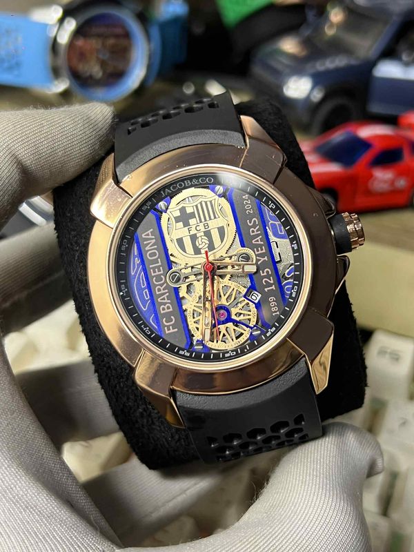 Jacob FC Barcelona Edition Belt Black Rosegold Case Quartz