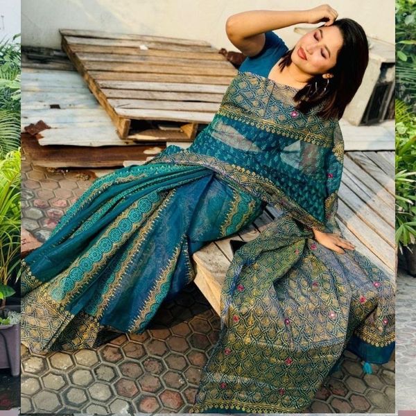 Block Print Sharee with Blouse Piece