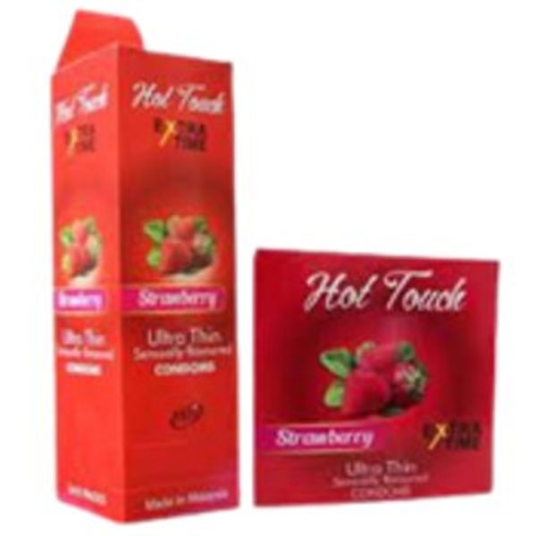 Hot Touch Extra Time Strawberry Condoms 3pcs