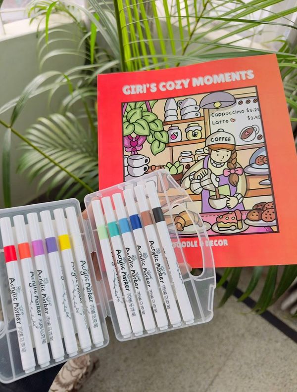 12 Acrylic Brush Pen + One Book (Any)