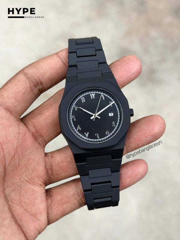 Silver Numbers With Date Calligraphy Dial Polycarbon Plastic Lightweight Watch
