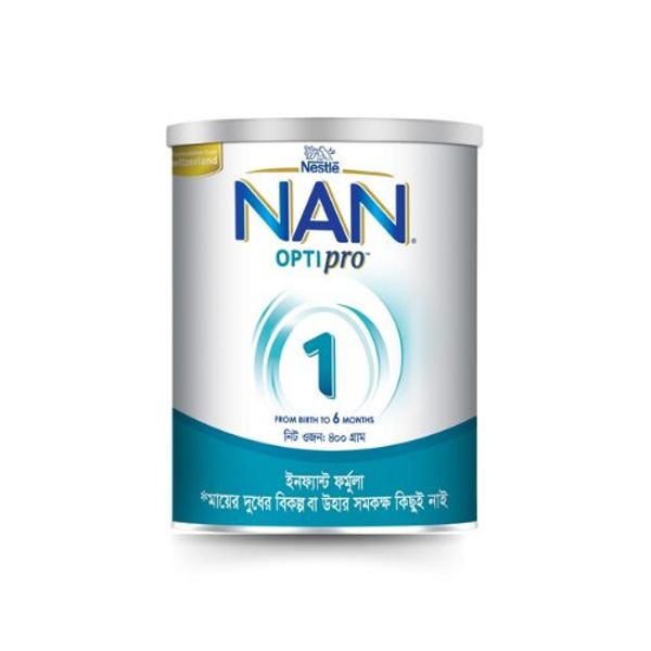 Nestlé Nan Optipro 1 Formula Milk Powder(0-6 M) 400gm Tin নেসলে নান অপটিপ্রো 1 ফর্মুলা মিল্ক পাউডার