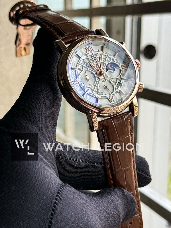 PATEK BROWN BELT ROSE GOLD CASE SPIDER WHITE DIAL