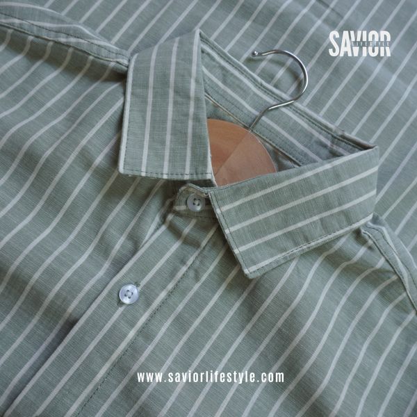 Light Olive Stripe - Old Money Full Sleeve Shirt