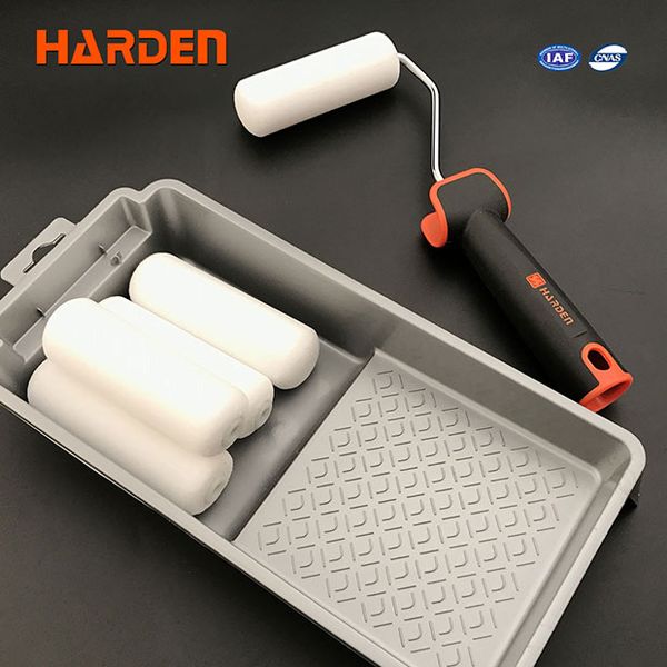 HARDEN 4" 7Pcs Roller Brush Set Cost-effective smart paint roller, painting rollers and brushes, microfiber paint roller set 620133