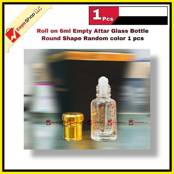 Empty Roll on Glass Attar bottle 6ml Round Shape Random color 1 pcs